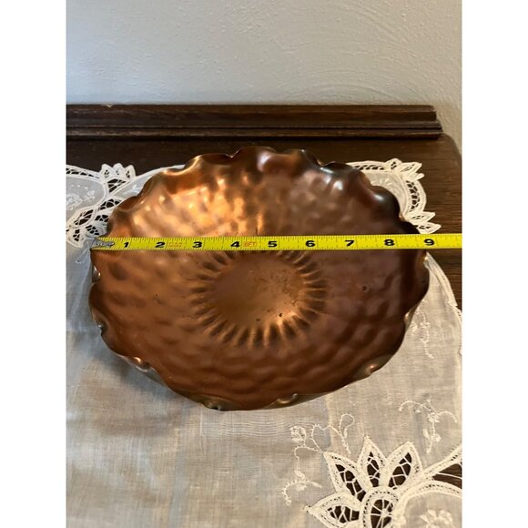 Vintage Gregorian Hammered Ruffled Solid Copper Bowl - Picture 3 of 5